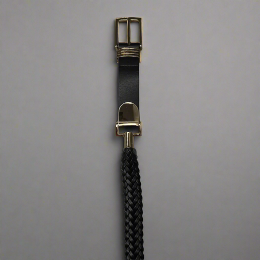 The Braided Accent Buckle Belt - Black