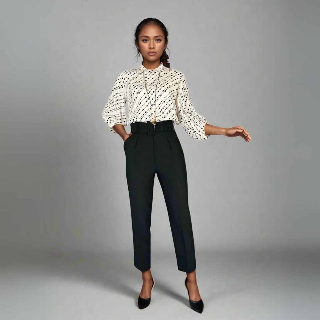 Patterned Blouse and Trousers Set