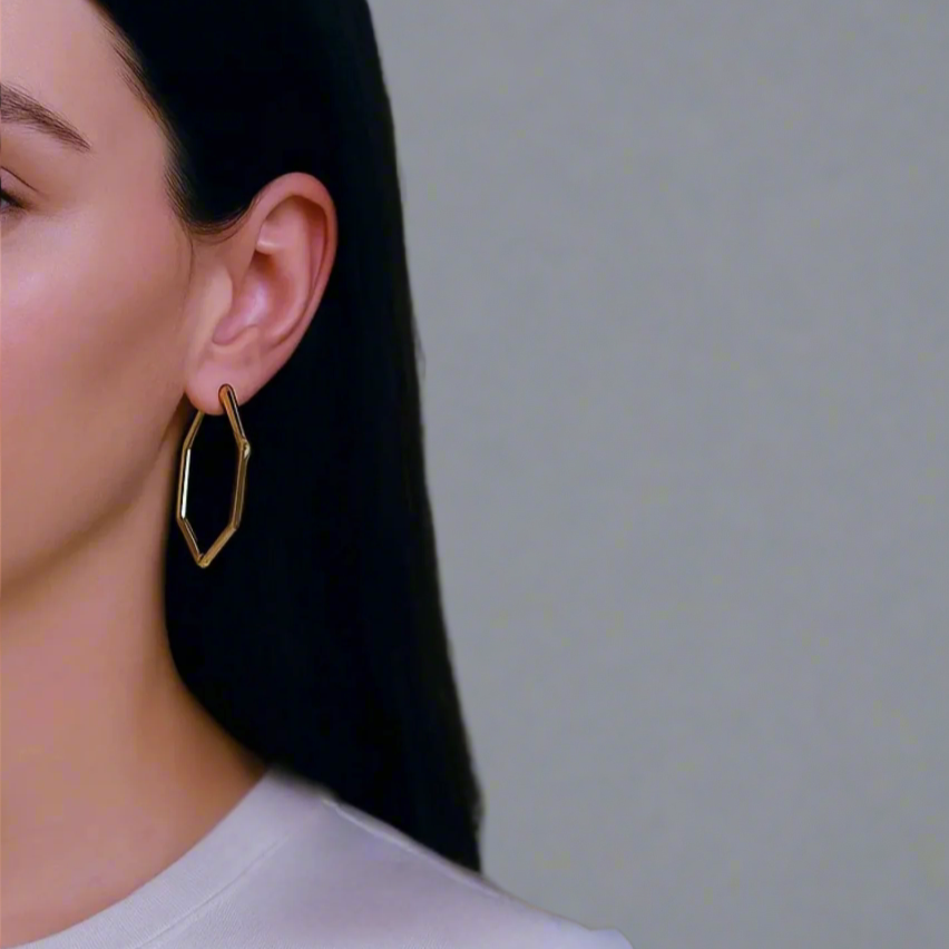 The Geometric Hexagonal Hoop Earrings