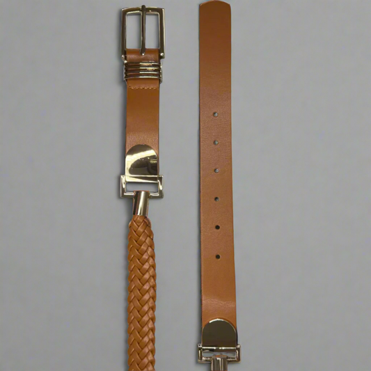 حزام بإبزيم مضفر - بني فاتح