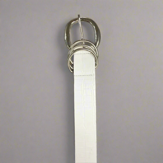 حزام مشبك منقوش - أبيض