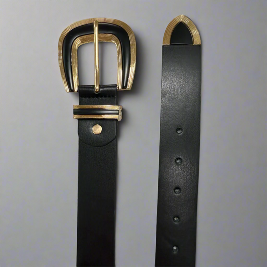 حزام الإبزيم المنحوت باللون الذهبي