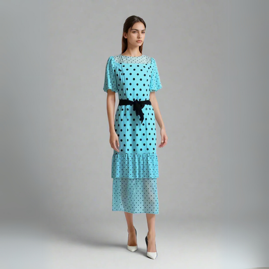 The Polka Dot Tiered Midi Dress