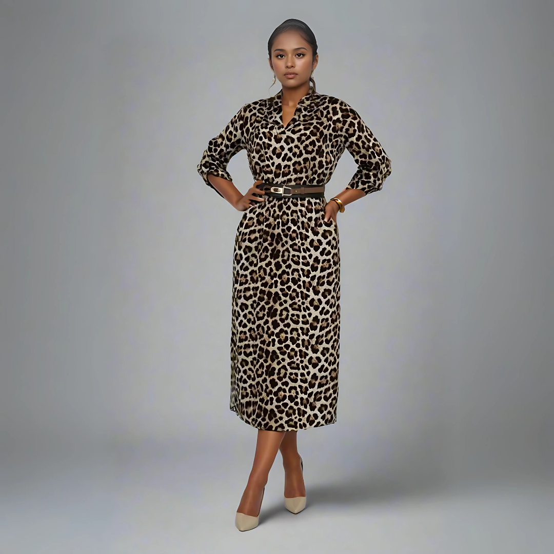 Leopard Print Midi Dress