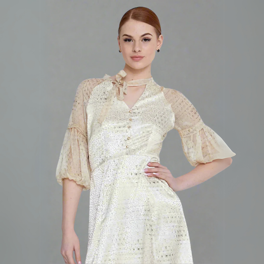 فستان ميدي أنيق بتأثير الساتان