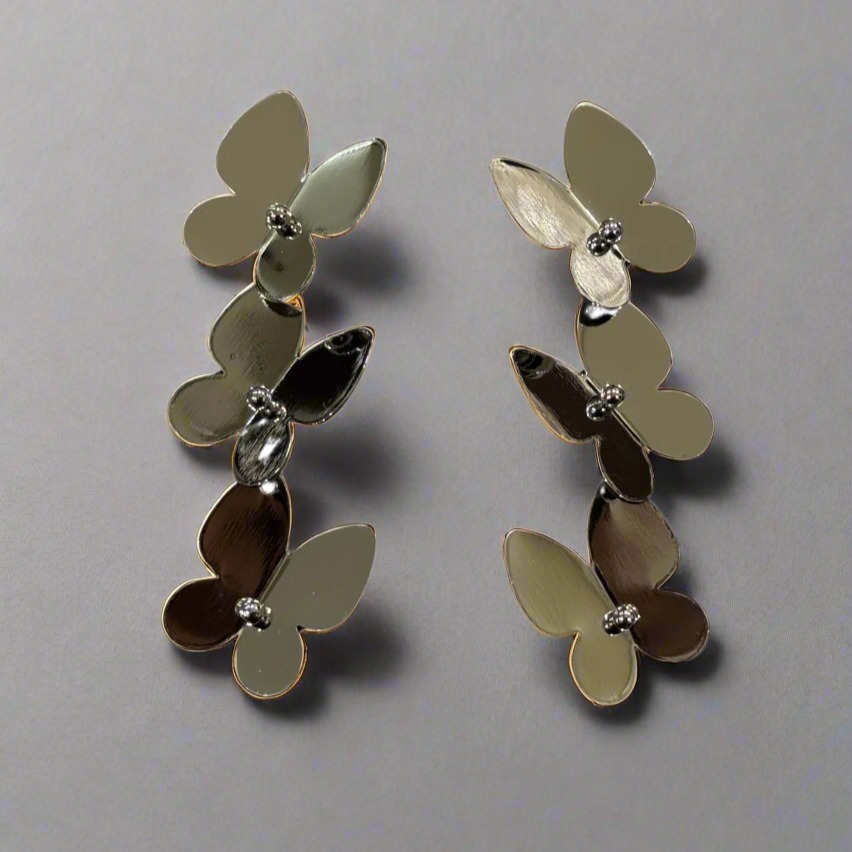 The Cascading Butterfly Drop Earrings - Gold