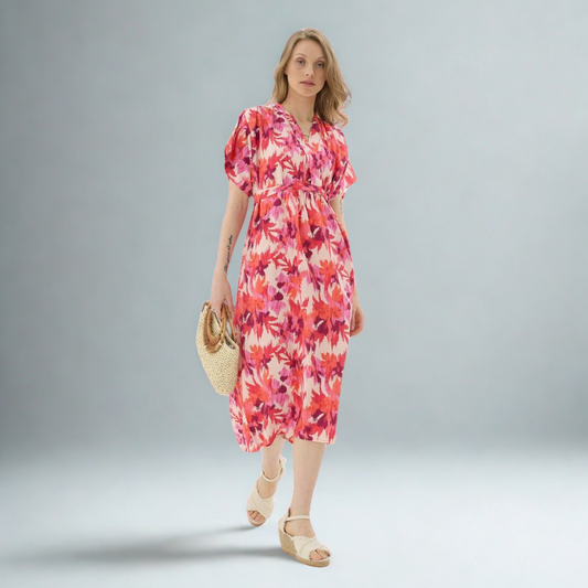 The Abstract Floral Print Midi Dress