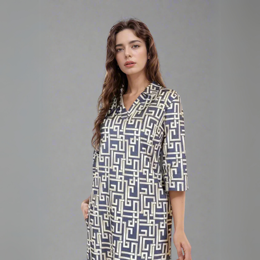 Geometric Maze Midi Dress