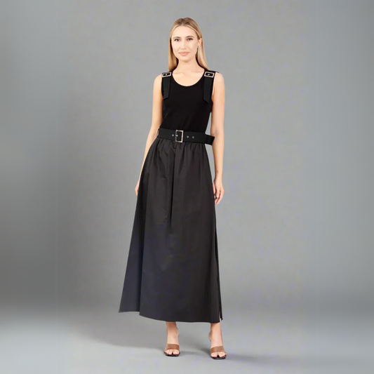 The Modern Belted Maxi Dress - Black