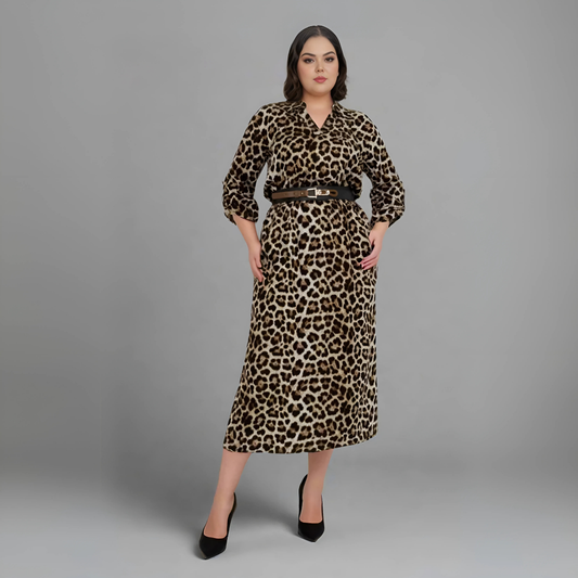 فستان ميدي بطبعة جلد النمر