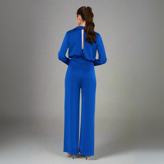 Long Sleeve Blue Casual Jumpsuit