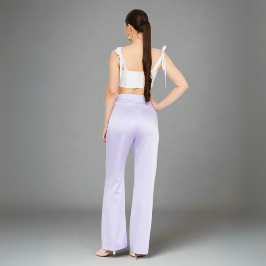 The High-Waisted Flared Lavender Trousers