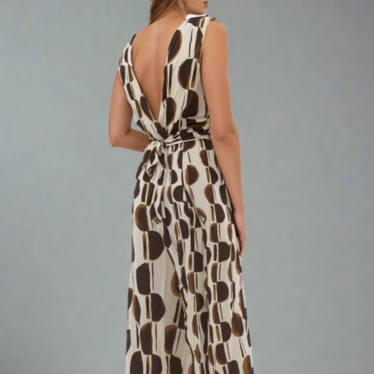 The Effortless V-Neck Wide-Leg Jumpsuit - Brown