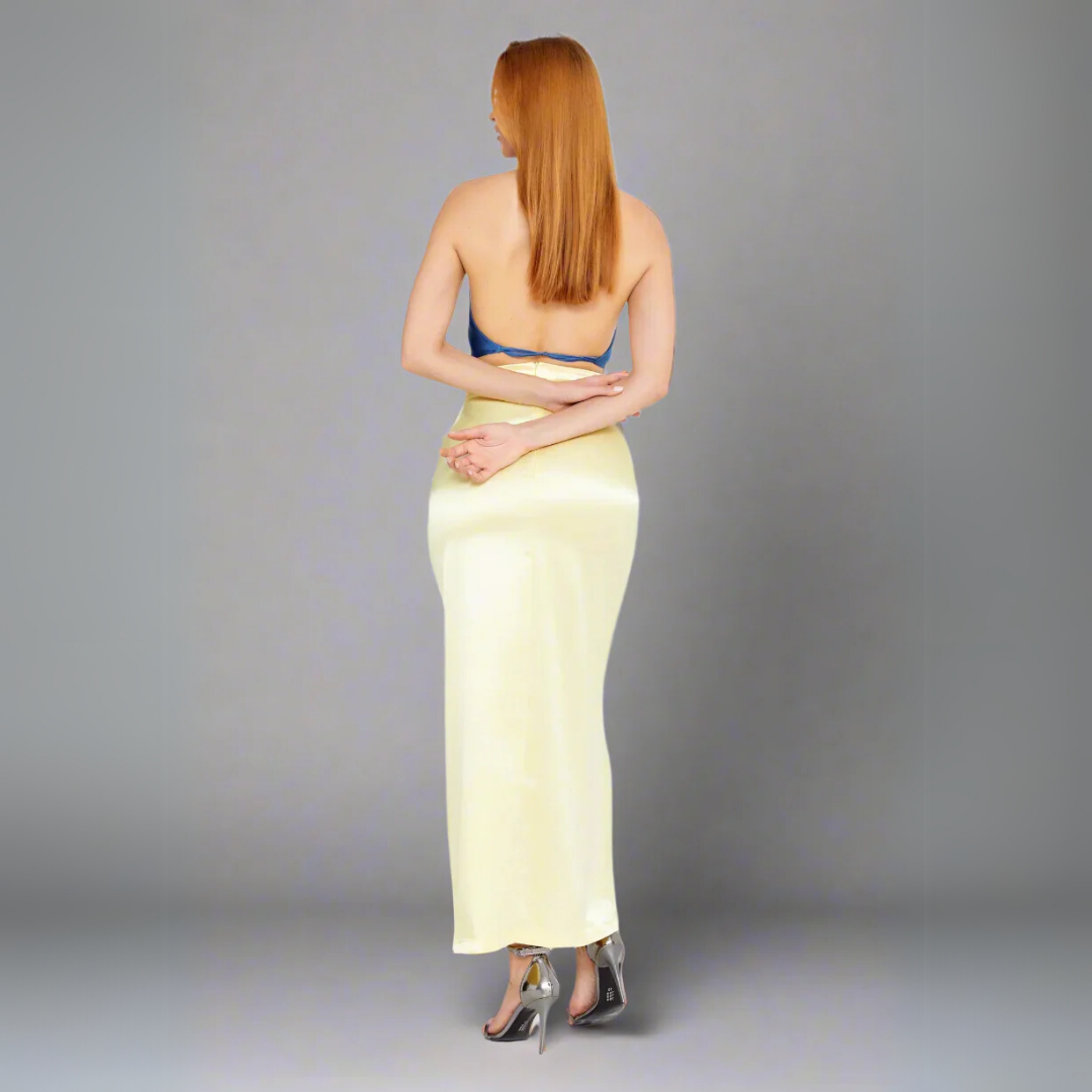 Ruched High-Slit Maxi Skirt - Yellow