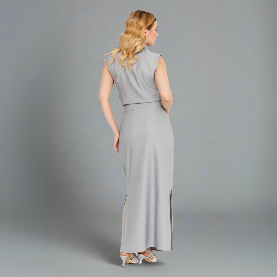 Structured Maxi Skirt with Belt Detail