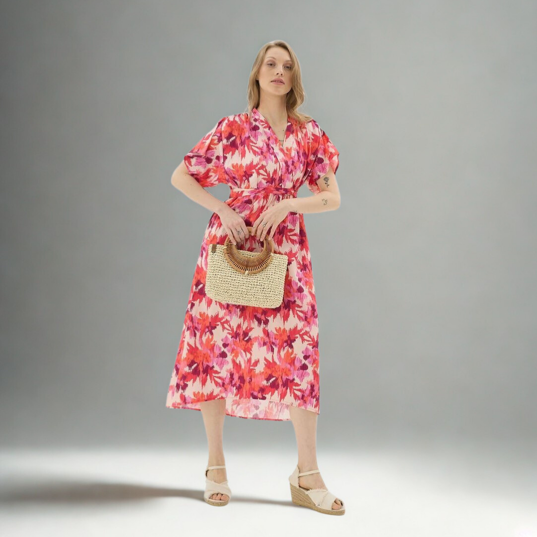 The Abstract Floral Print Midi Dress