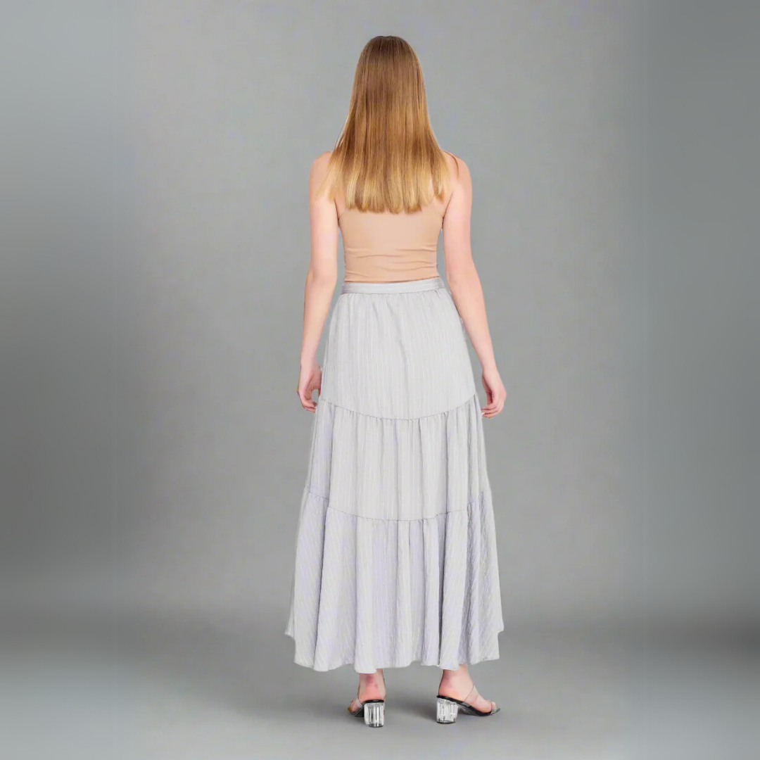 The Pinstripe Tiered Maxi Skirt
