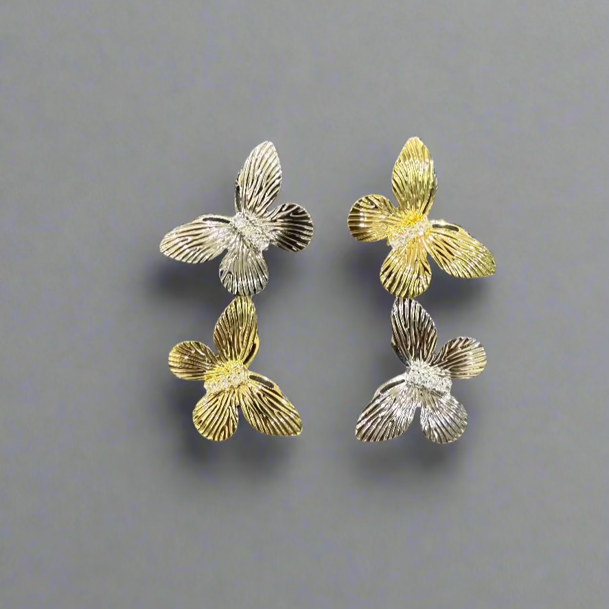 Two-Tone Textured Butterfly Earrings
