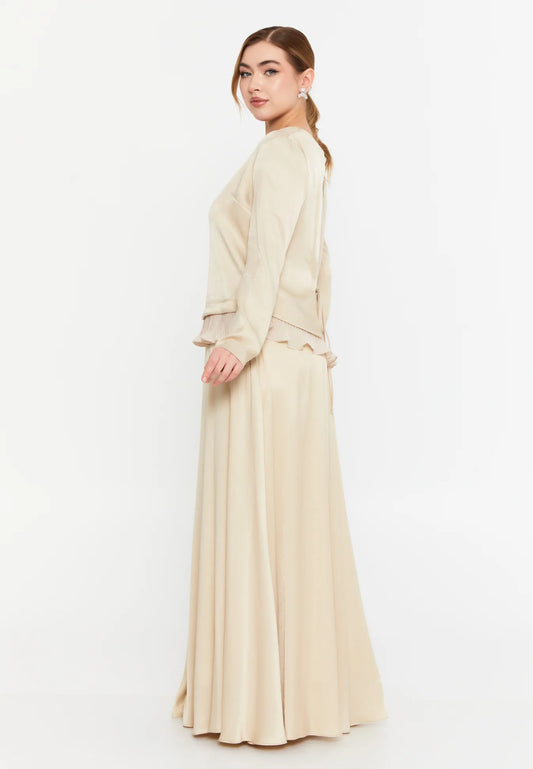 The Chic Satin Two-Piece Set - Beige