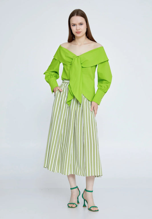 The Chic Off-Shoulder Tie-Front Blouse