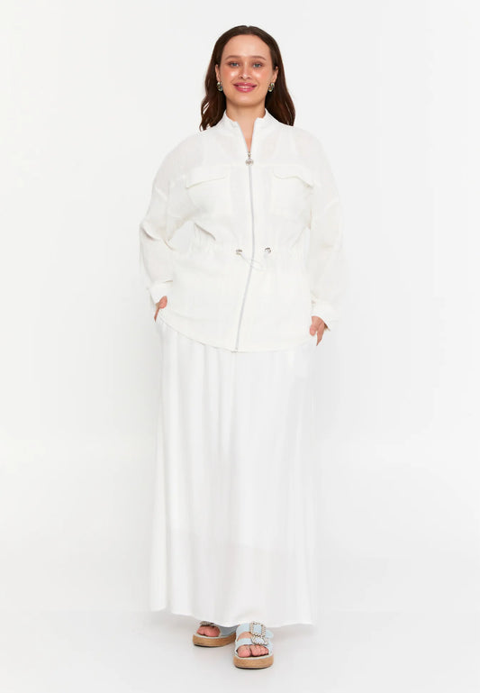 The Linen-Blend Zip-Front Two-Piece Set
