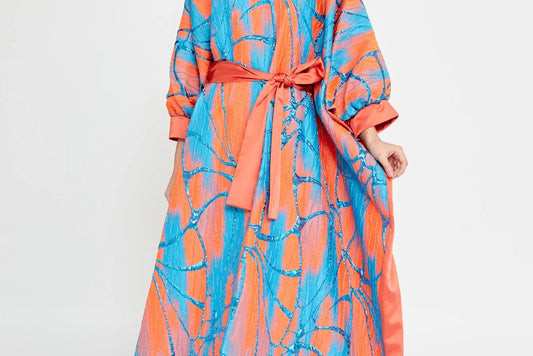 The Radiant Breeze Printed Polyester Abaya