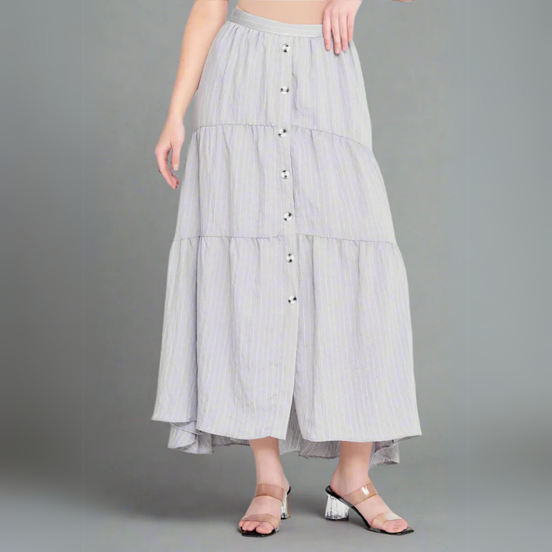 The Pinstripe Tiered Maxi Skirt