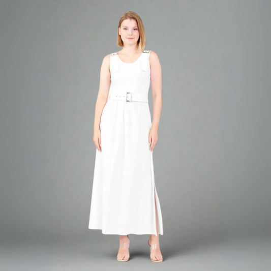 The Modern Belted Maxi Dress - White