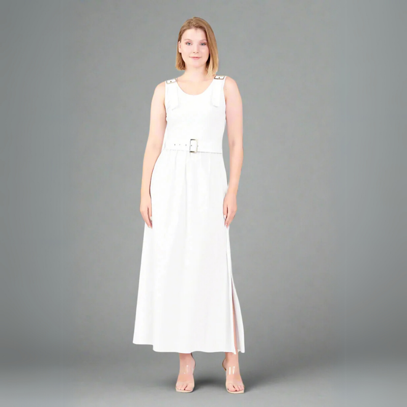 The Modern Belted Maxi Dress - White