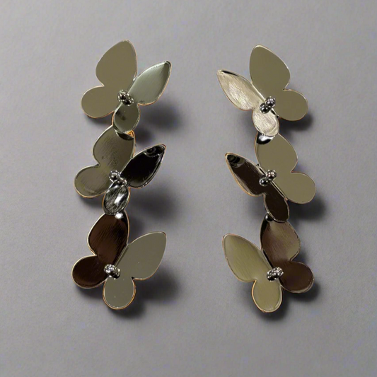 The Cascading Butterfly Drop Earrings - Gold