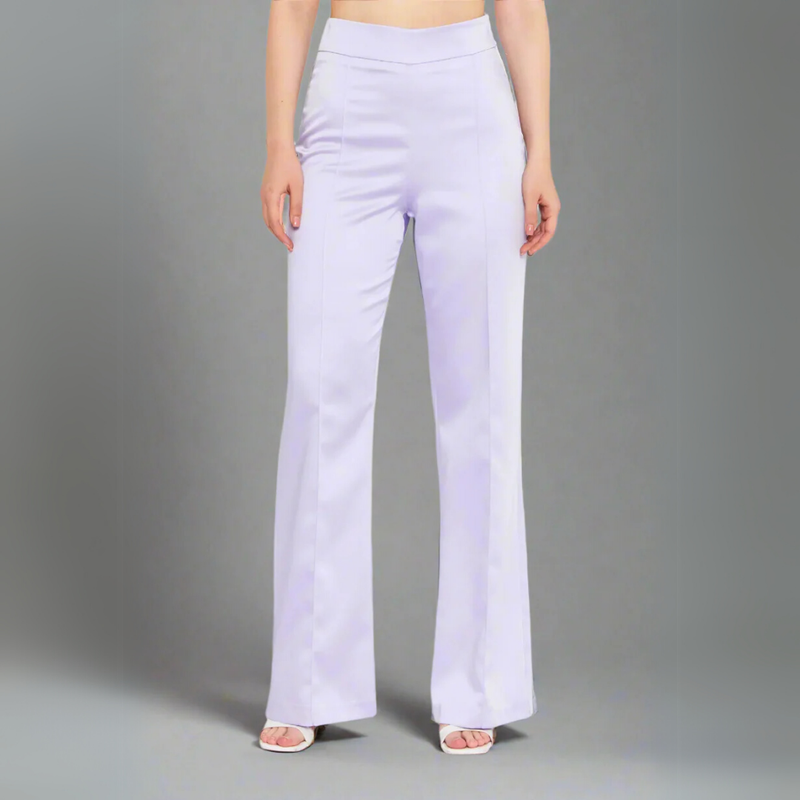 The High-Waisted Flared Lavender Trousers