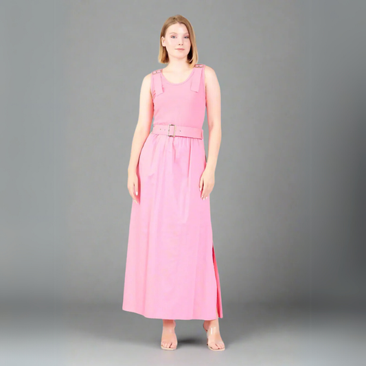 The Modern Belted Maxi Dress - Pink