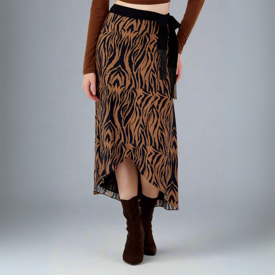 The Zebra Print Asymmetrical Wrap Skirt
