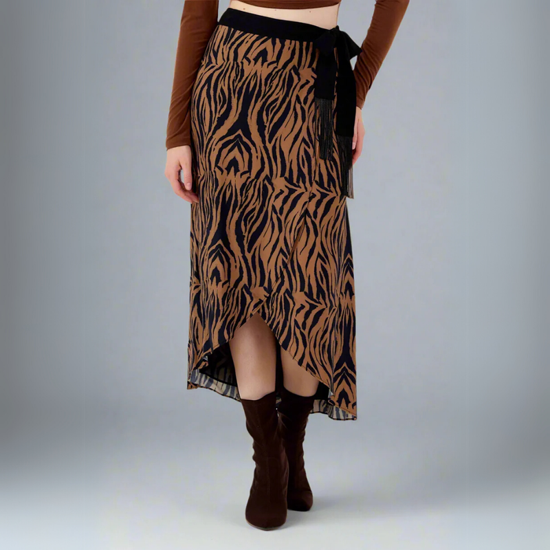The Zebra Print Asymmetrical Wrap Skirt