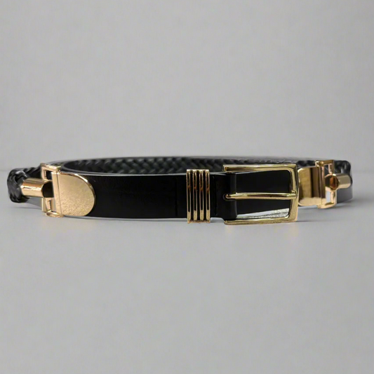 The Braided Accent Buckle Belt - Black