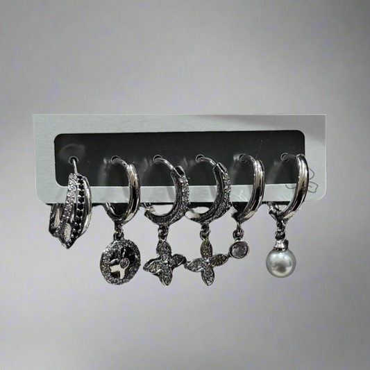 The Mixed Charm Sterling Silver-Tone Hoop Earring