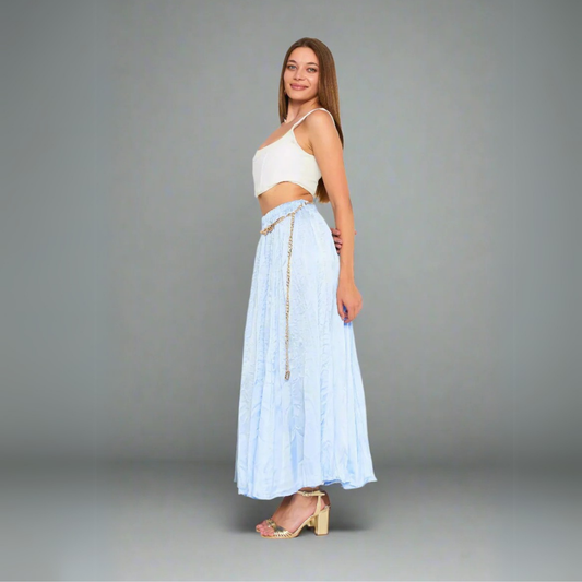 The Crinkled Sky Blue Maxi Skirt