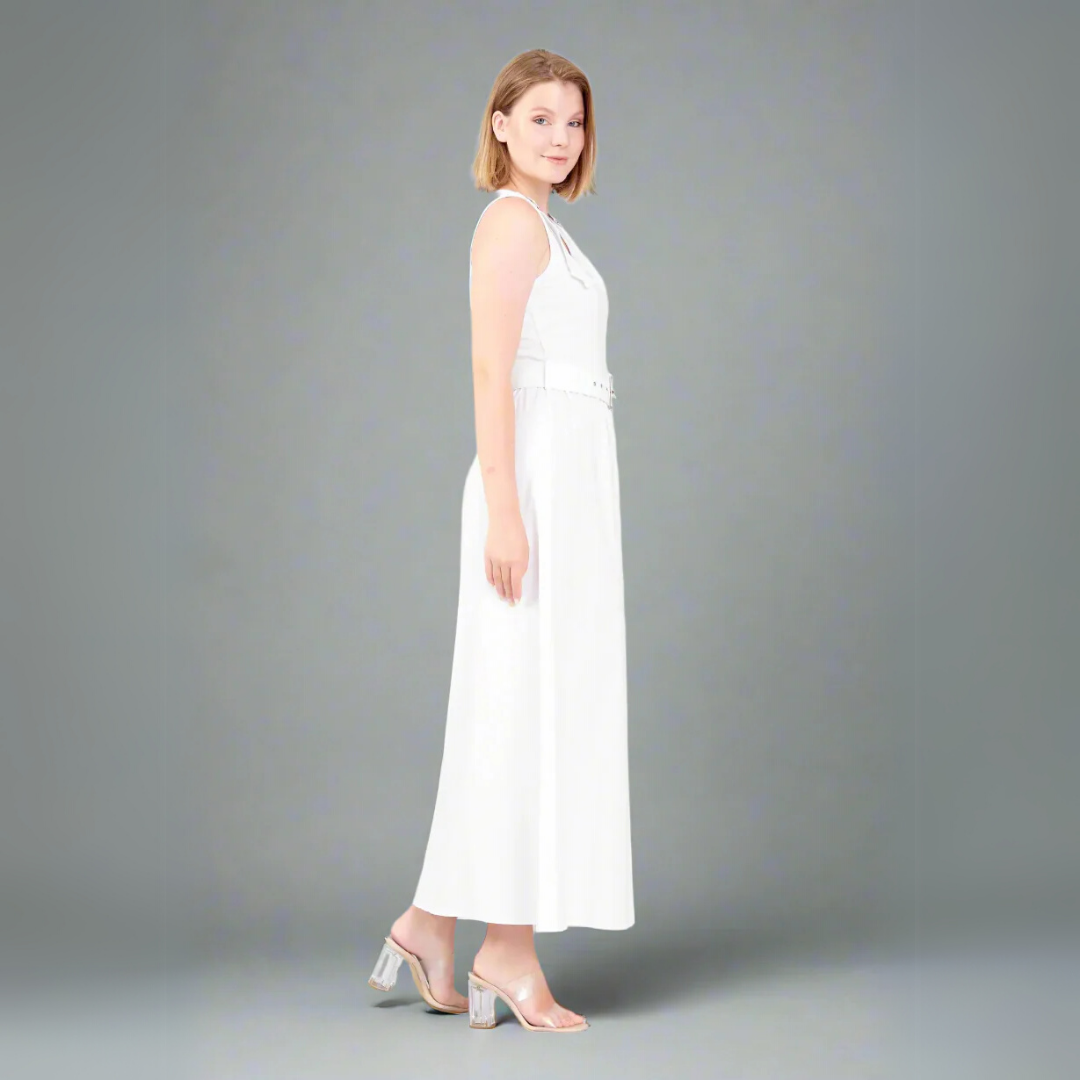 The Modern Belted Maxi Dress - White