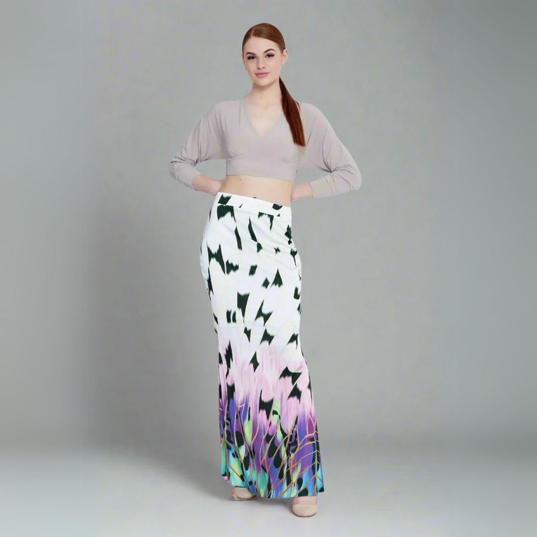 The Gradient Abstract Print Maxi Skirt