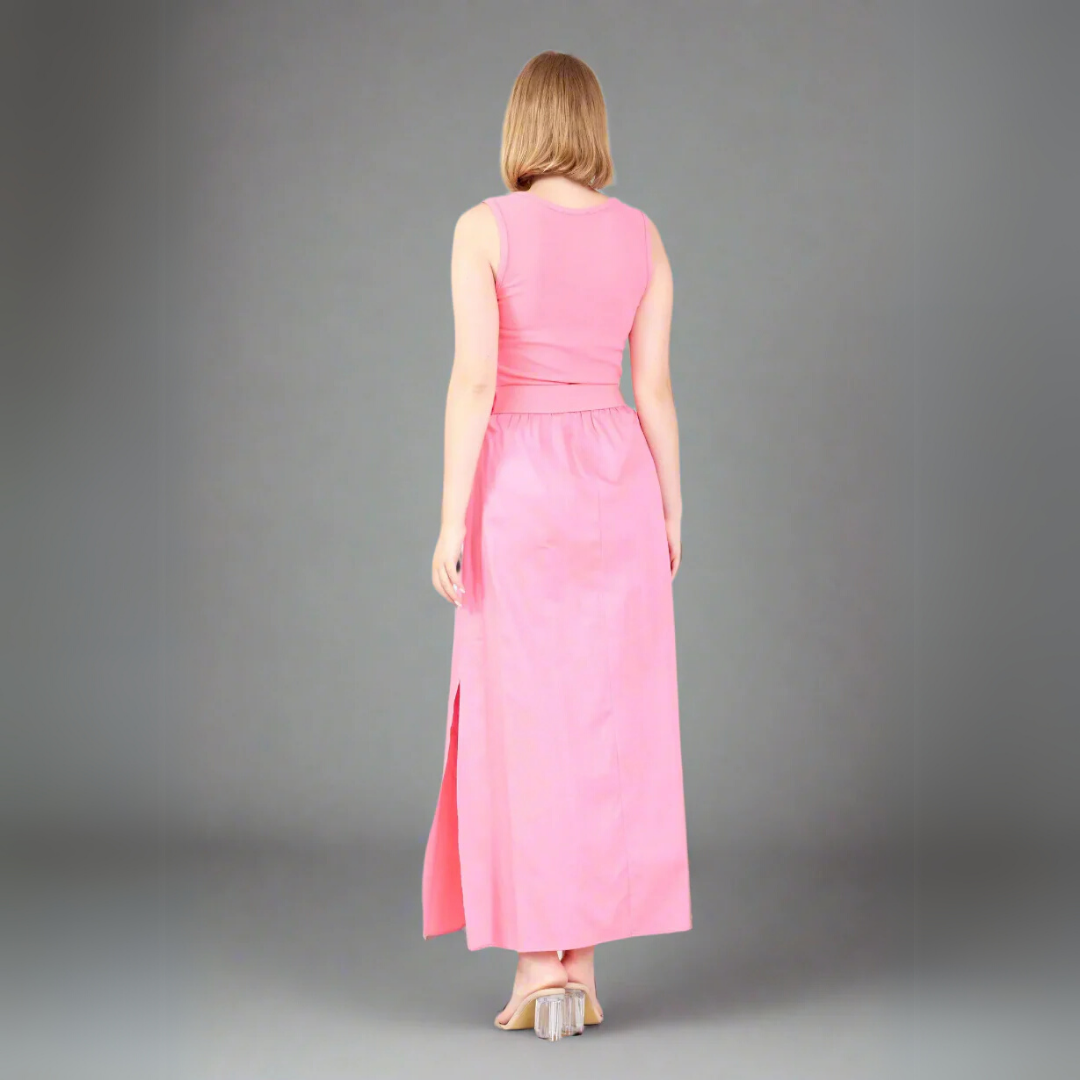 The Modern Belted Maxi Dress - Pink
