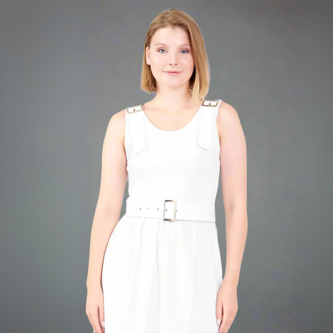The Modern Belted Maxi Dress - White
