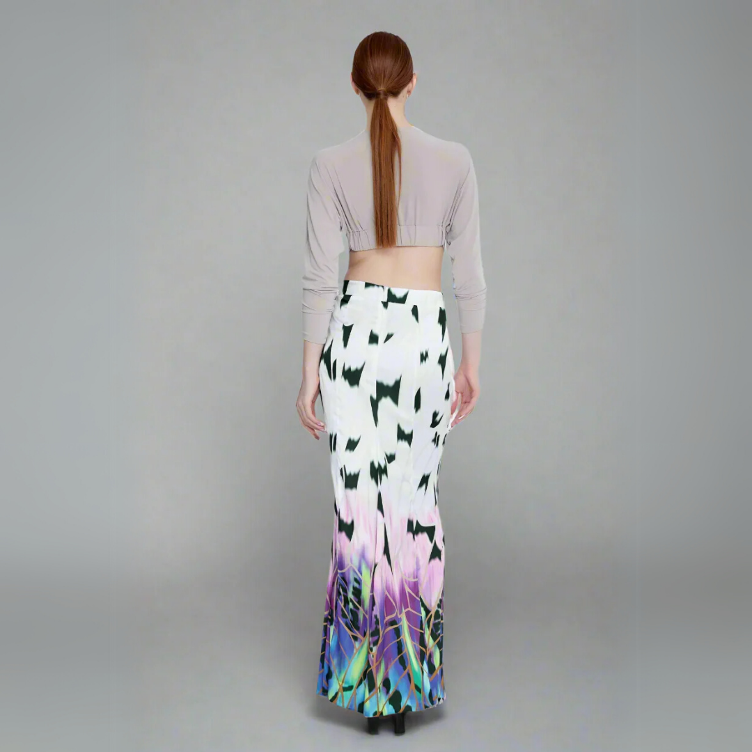 The Gradient Abstract Print Maxi Skirt