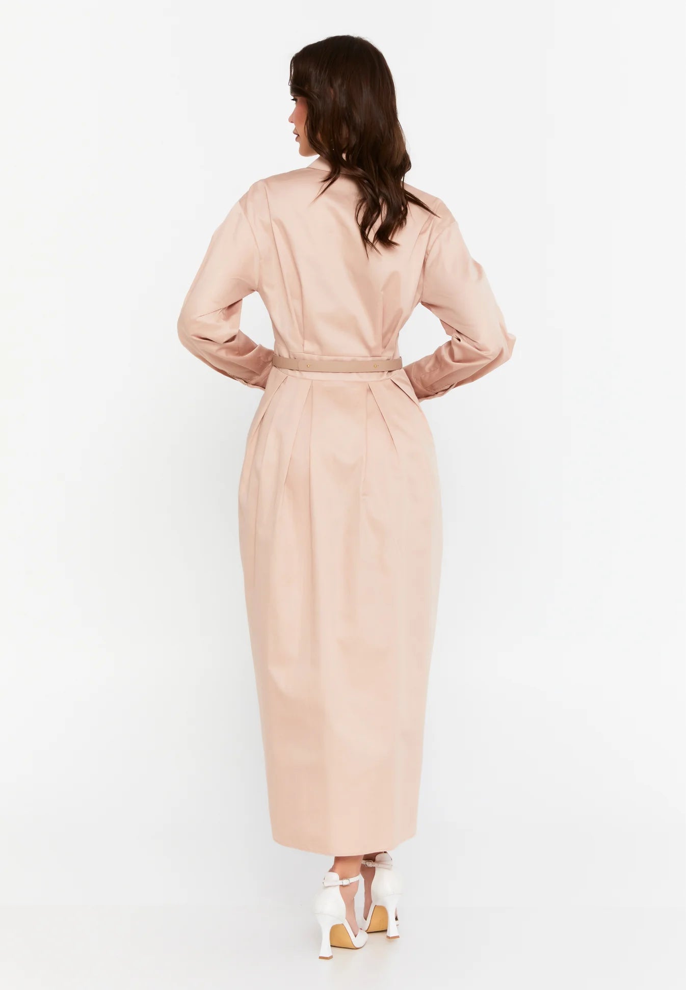 The Classic Collared Maxi Shirt Dress - Beige