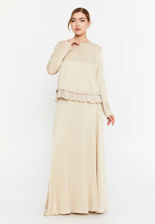 The Chic Satin Two-Piece Set - Beige