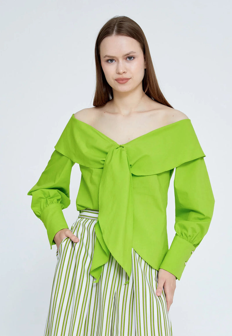 The Chic Off-Shoulder Tie-Front Blouse