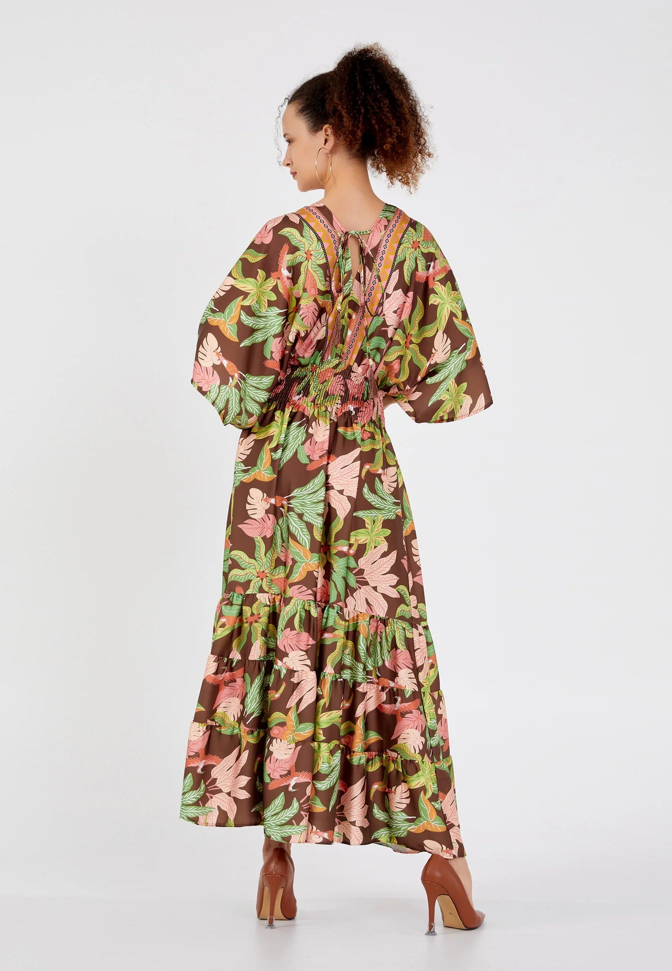 The Tropical Floral Batwing Maxi Dress
