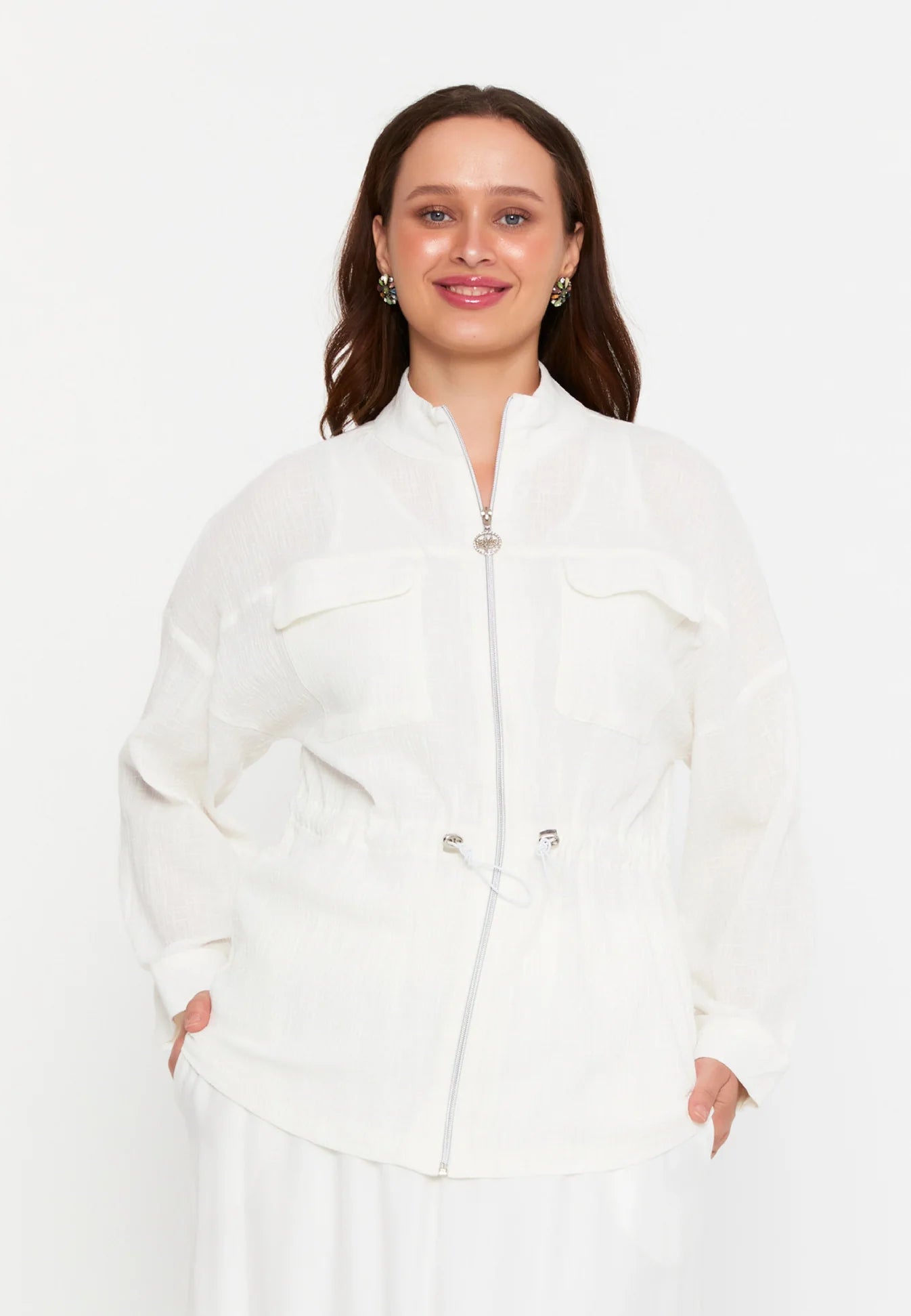 The Linen-Blend Zip-Front Two-Piece Set