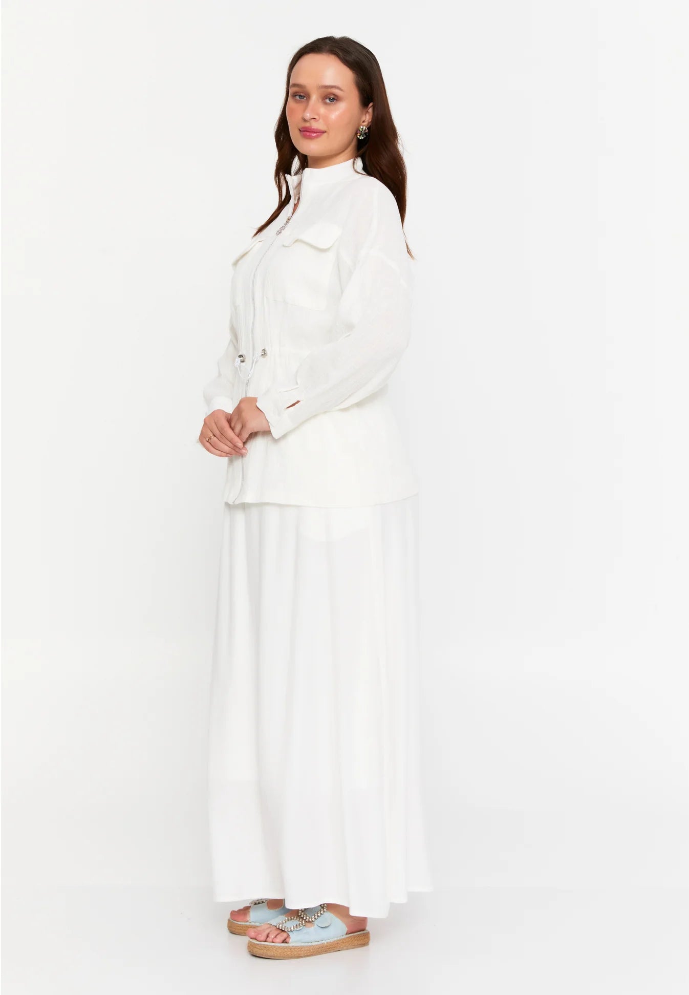 The Linen-Blend Zip-Front Two-Piece Set