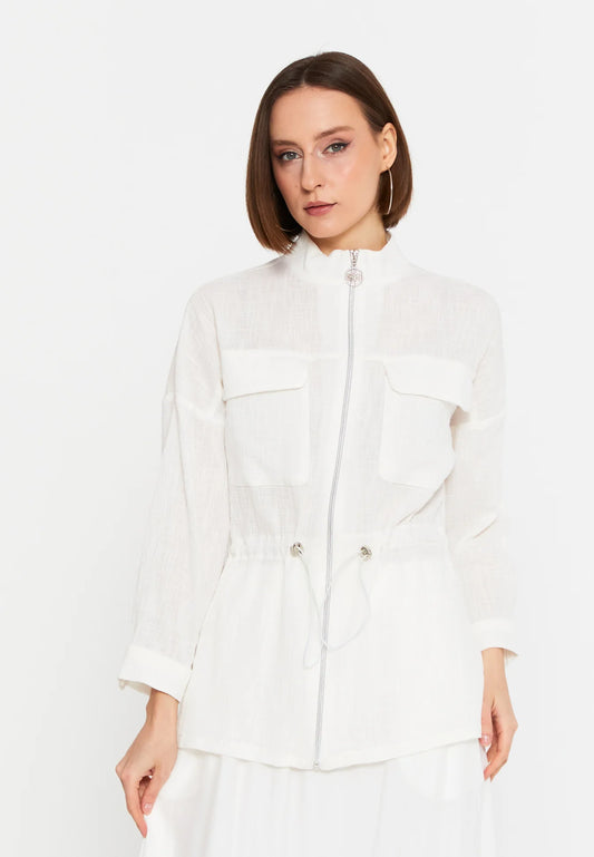 The Linen-Blend Zip-Front Two-Piece Set