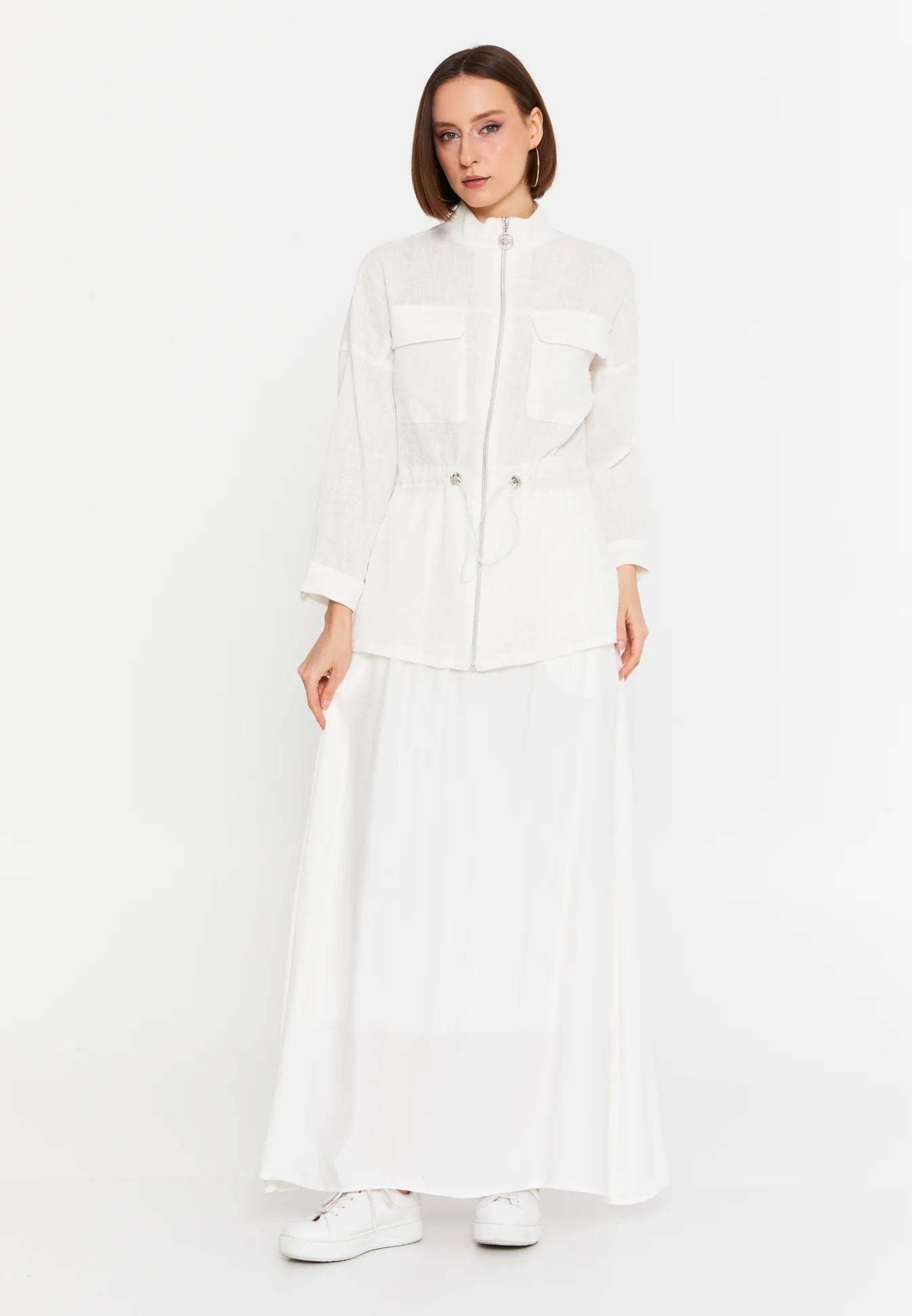 The Linen-Blend Zip-Front Two-Piece Set